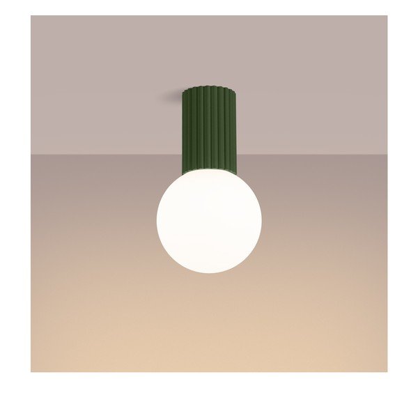 Plafonieră verde cu abajur din sticlă ø 12 cm Orbital – Sollux-image-1