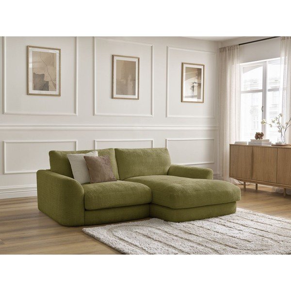 Colțar kaki cu tapițerie din chenille (cu colț pe partea dreaptă/cu șezlong) Leonore – Bobochic Paris-image-3