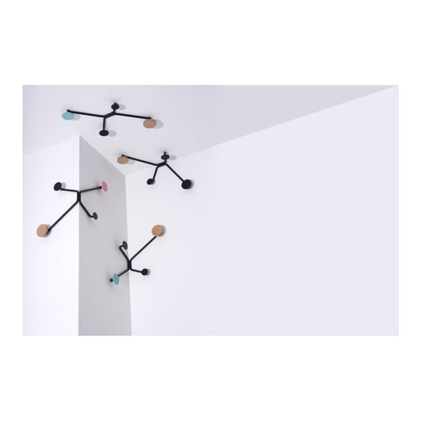 Cuier de perete pe colț Gazzda Hook, detaliu verde mentolat, negru-image-4