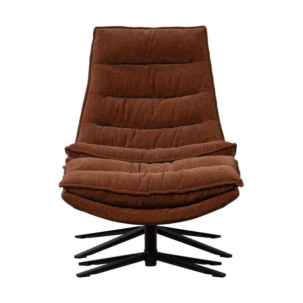 Fotoliu cu taburet maro pivotant cu tapițerie din chenille Kube – WOOOD-image-3