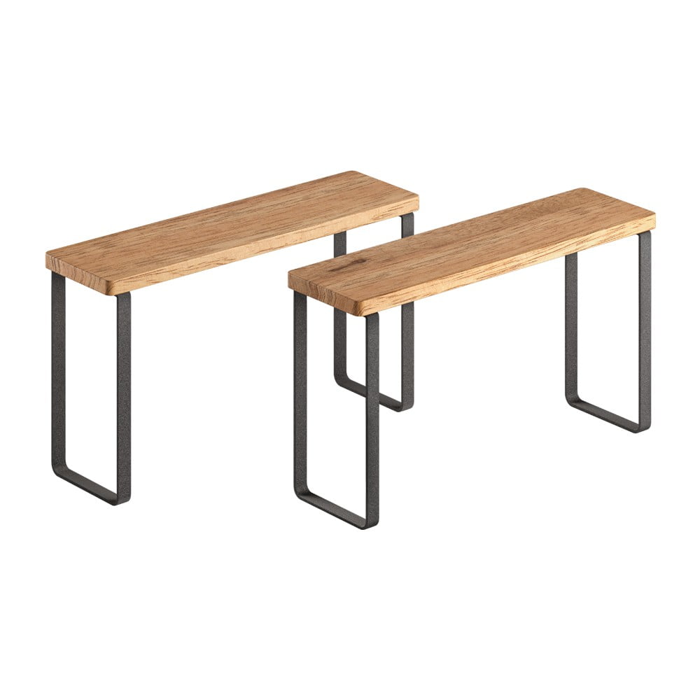 Rafturi suplimentare negre-mate/în culoare naturală 2 buc. din lemn 27x8 cm York – Metaltex