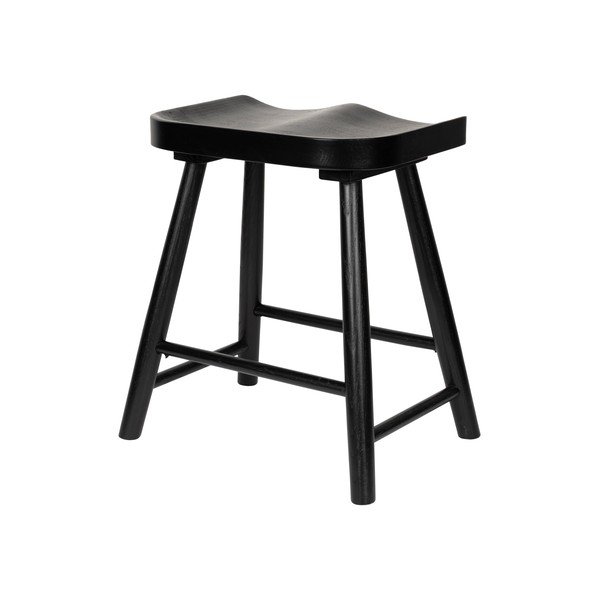 Scaun tip taburet negru din lemn de stejar Vander – White Label-image-3