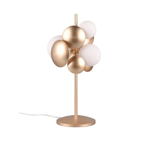 Veioză alb-auriu  cu abajur din sticlă (înălțime 50 cm) Bubble – Trio Select