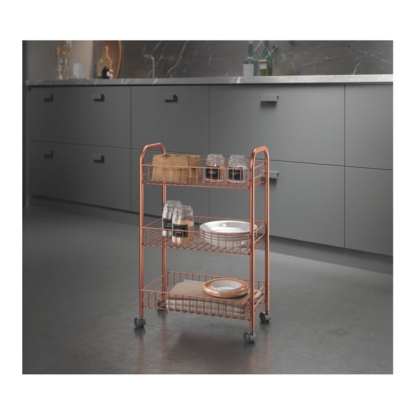 Organizator mobil cu 3 rafturi Metaltex, arămiu-image-1