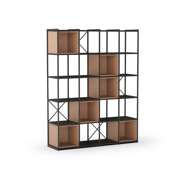 Bibliotecă neagră/cărămizie 140x179 cm Anya – Marckeric-image-2