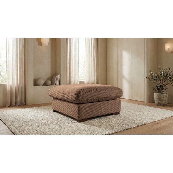 Taburet maro deschis cu tapițerie din catifea reiată Comfy – Scandic-image-1