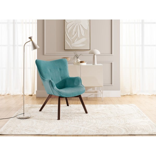 Fotoliu turcoaz cu tapițerie din catifea reiată Niko – Ropez-image-4