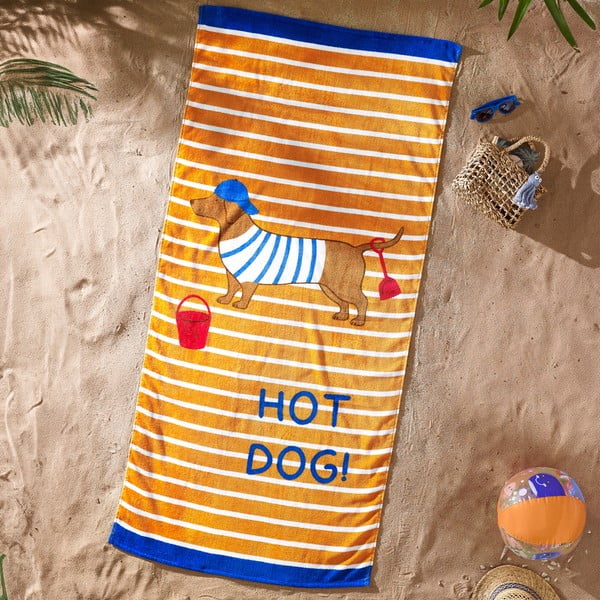 Prosop de plajă portocaliu din bumbac 76x160 cm Hot Dog – Catherine Lansfield-image-1