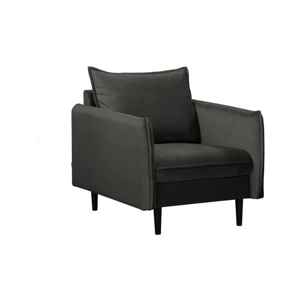 Fotoliu gri închis cu tapițerie din catifea Juli – Ropez