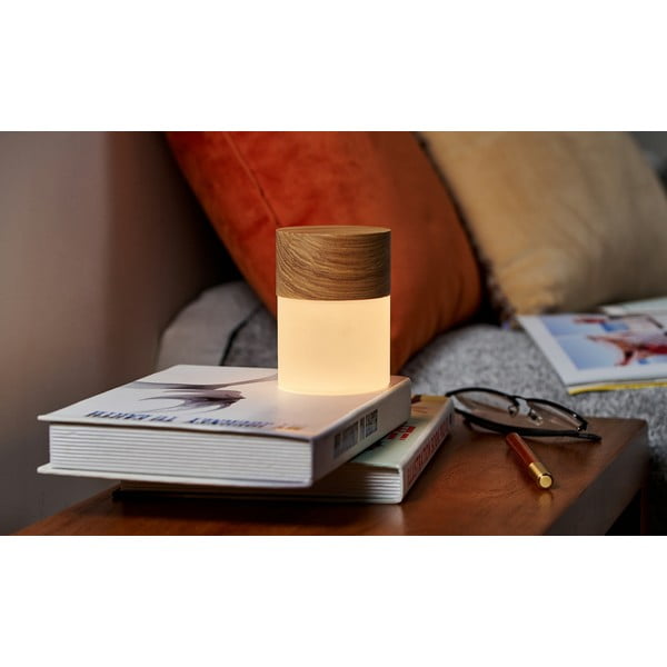 Veioză maro cu luminozitate reglabilă cu abajur din sticlă (înălțime 10,5 cm) Lemelia – Gingko-image-1