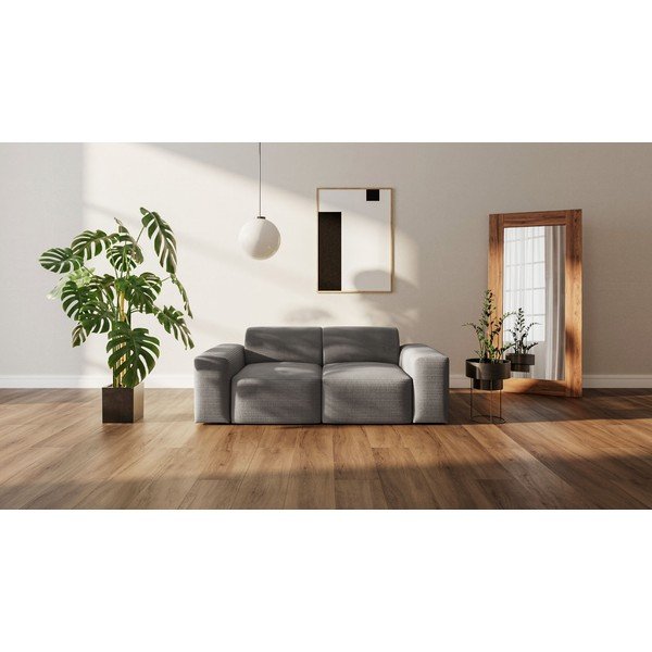 Canapea gri cu tapițerie din catifea reiată  205 cm Fluvio – MESONICA-image-1