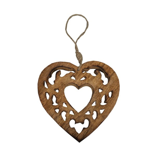 Inimă decorativă din lemn cioplit Antic Line Wood