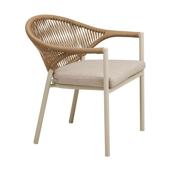 Scaun de grădină bej din metal/capitonat Abela – House Nordic-image-3