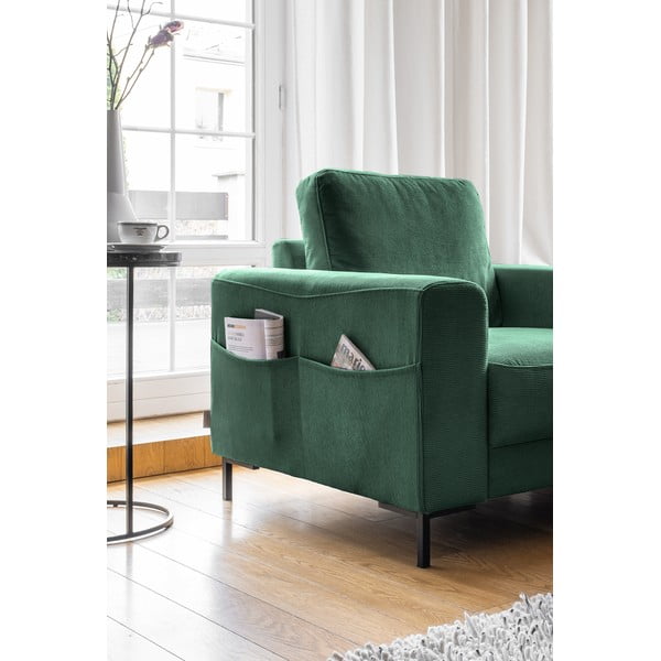 Fotoliu verde închis cu tapițerie din catifea reiată Lofty Lilly – Miuform-image-3