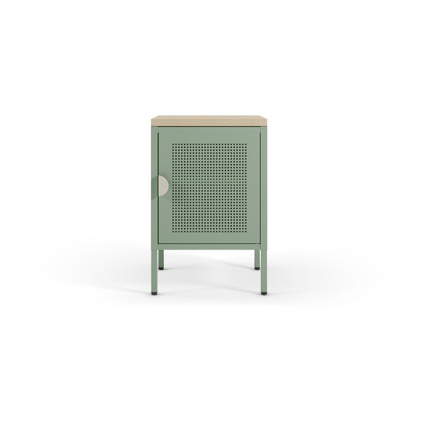 Noptieră verde-mentă/în culoare naturală din metal Sayla – Marckeric-image-1
