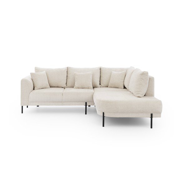 Colțar bej cu tapițerie din chenille (cu colț pe partea dreaptă/în formă de ”L”) Mauris  – Ropez