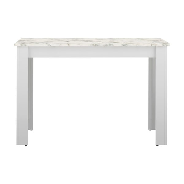 Masă de sufragerie albă cu blat cu aspect de marmură 110x70 cm Nice - TemaHome 