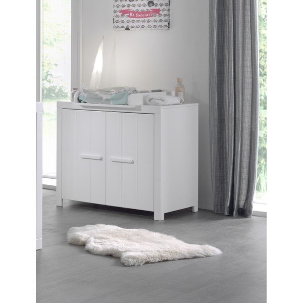 Comodă de copii albă joasă din lemn masiv de pin cu masă de înfășat  100x96 cm ERIK – Vipack-image-1