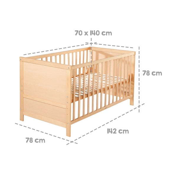 Pătuț în culoare naturală 70x140 cm – Roba-image-2