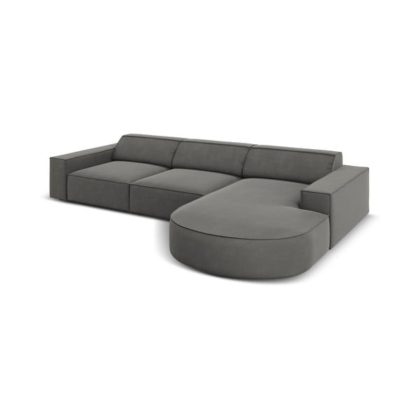 Colțar gri cu tapițerie din catifea (cu șezlong  pe partea dreaptă) Jodie - Micadoni Home-image-4