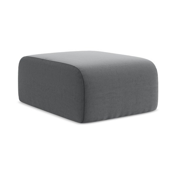 Taburet gri cu tapițerie din catifea Lani – Makamii