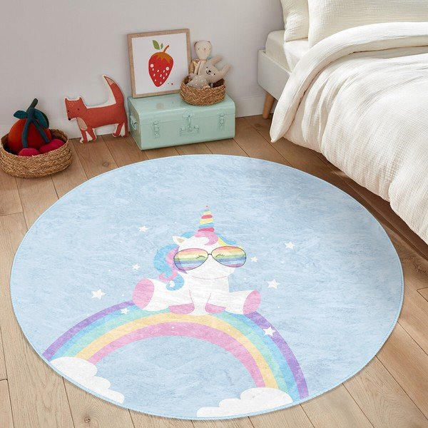 Covor pentru copii albastru deschis ø 80 cm Comfort – Mila Home-image-4