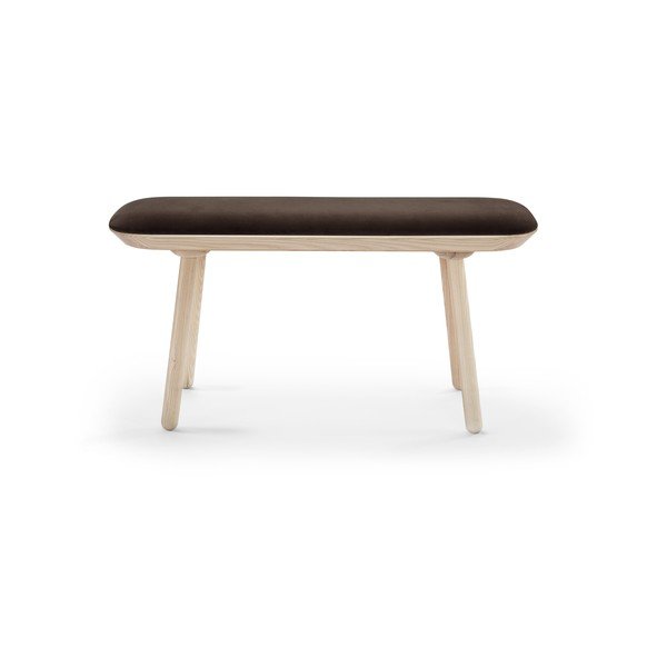 Bancă tapițată din catifea EMKO Naïve, 100 cm, maro-natural-image-2