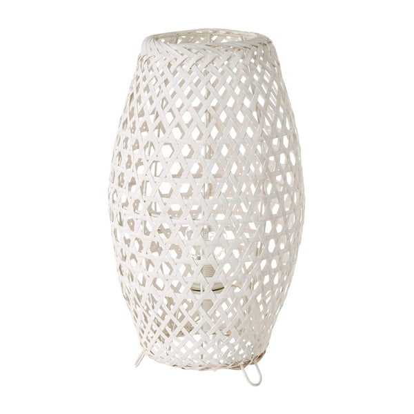 Veioză albă cu abajur din bambus (înălțime 36 cm) – Casa Selección