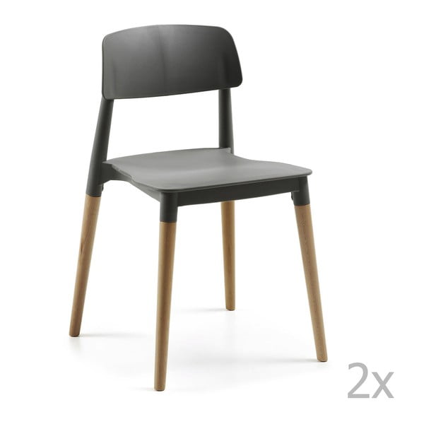 Set 2 scaune La Forma Lejeir, negru 