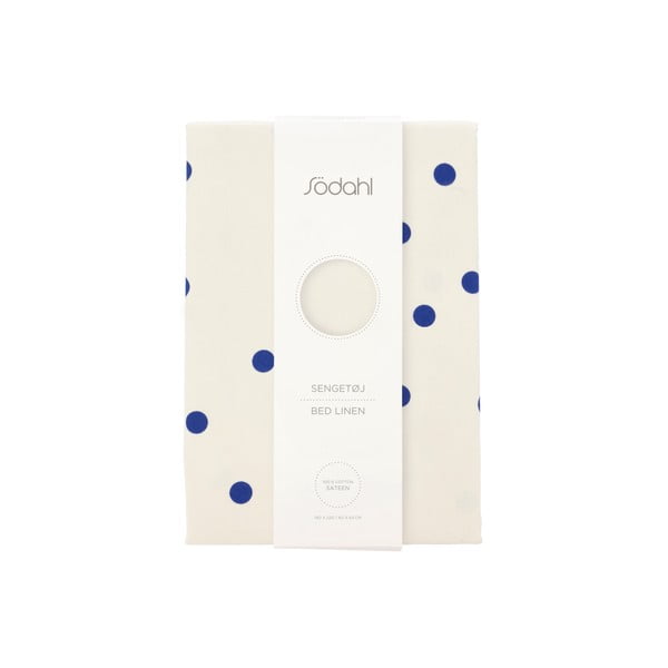 Lenjerie de pat albastră-crem din bumbac satinat pentru pat de o persoană 140x200 cm Solaris – Södahl-image-4