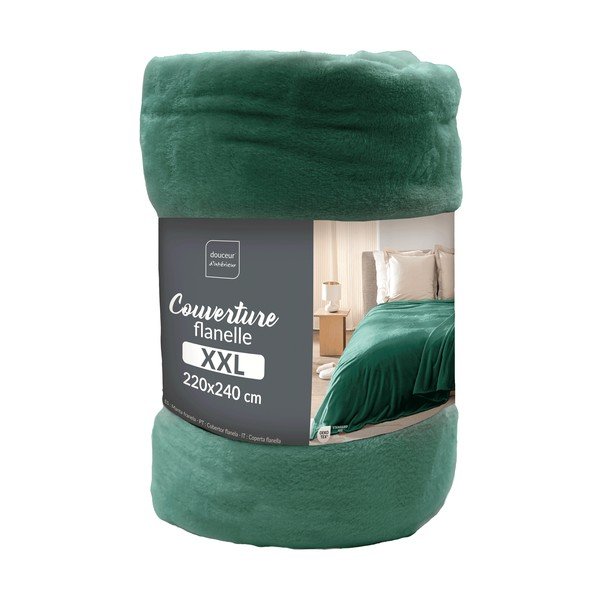 Pătură verde din microflanel 220x240 cm Flanou – douceur d'intérieur-image-3