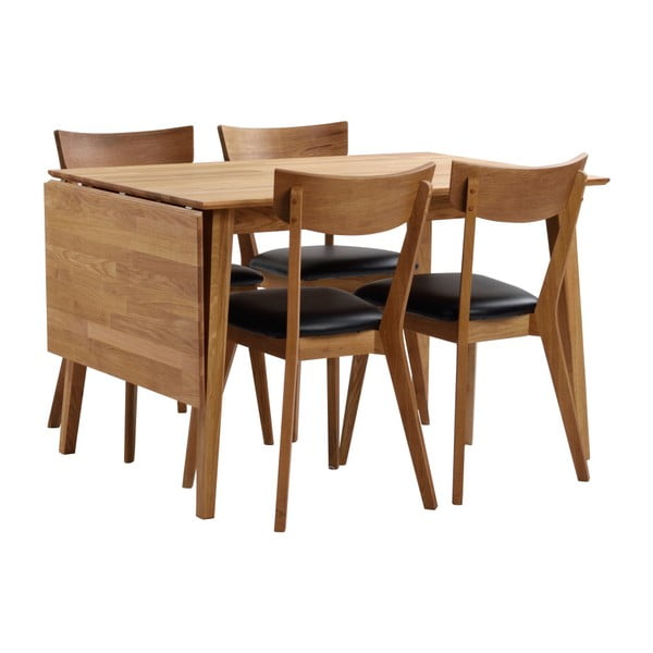 Masă de dining pliabilă din lemn de stejar natural Rowico Mimi, 120 x 80 cm-image-3