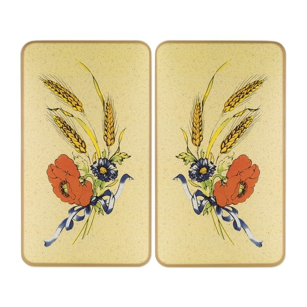 Protecții de aragaz 2 buc. din sticlă temperată 52x30 cm Corn-Flowers - Maximex