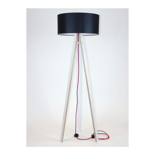 Lampadar cu abajur negru și cablu roşu Ragaba Wanda, alb