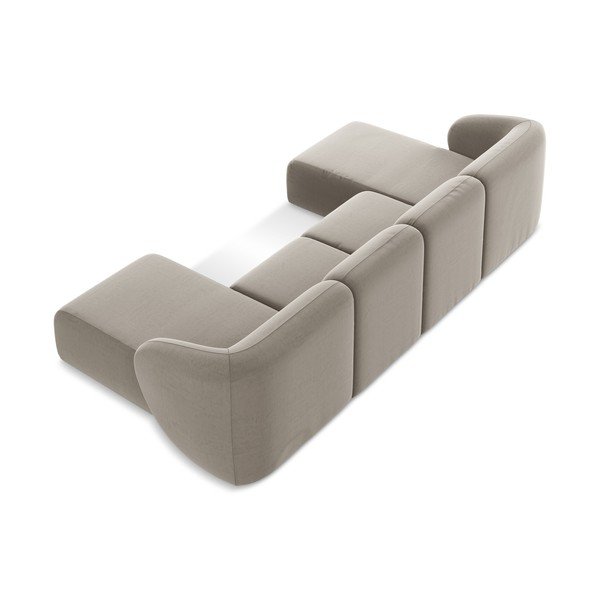 Colțar maro deschis cu tapițerie din catifea (în formă de "U") Lani – Makamii-image-3