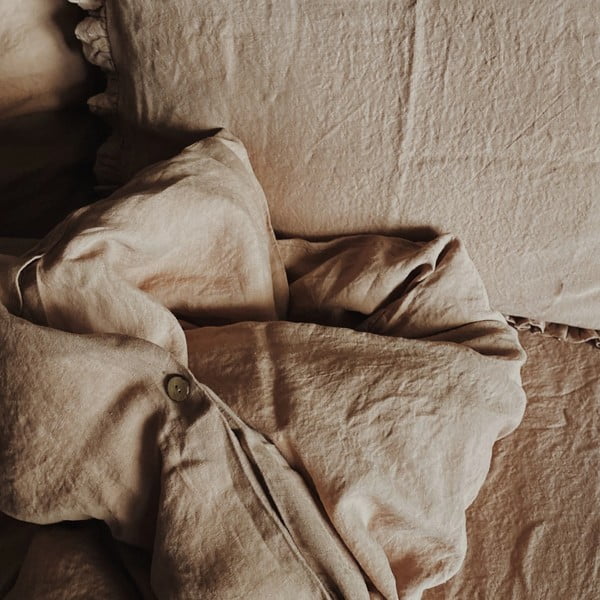 Cearșaf elastic din in Linen Tales, 90 x 200 cm, maro teracotă-image-1