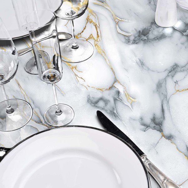 Față de masă lavabilă ø 160 cm Marquina – douceur d'intérieur-image-1