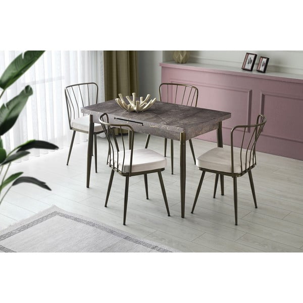 Scaune de dining gri 2 buc. din metal Yildiz – Kalune Design-image-1