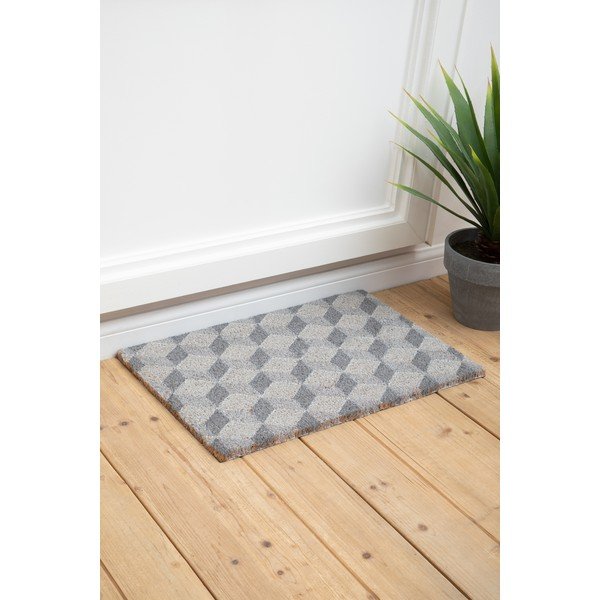 Covoraș de intrare din fibre de nucă de cocos 40x60 cm Grey Cube – Premier Housewares-image-1