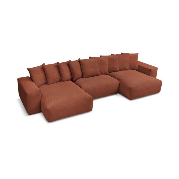 Colțar cărămiziu cu tapițerie din catifea reiată Voltaire – Bobochic Paris-image-4