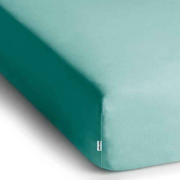 Cearceaf turcoaz din jerseu cu elastic 90x200 cm Amber – Restilo-image-2