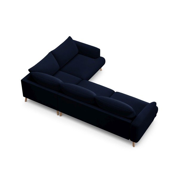 Colțar albastru închis cu tapițerie din catifea (cu colț pe partea dreaptă/în formă de ”L”) Naomi – Micadoni -image-3