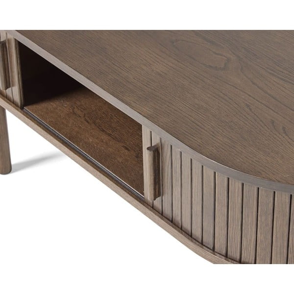 Măsuță de cafea în culoare naturală închisă cu aspect de lemn de stejar 60x120 cm Meta – Unique Furniture-image-4