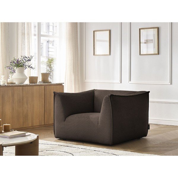 Fotoliu maro cu tapițerie din catifea reiată Giorgia – Bobochic Paris-image-1