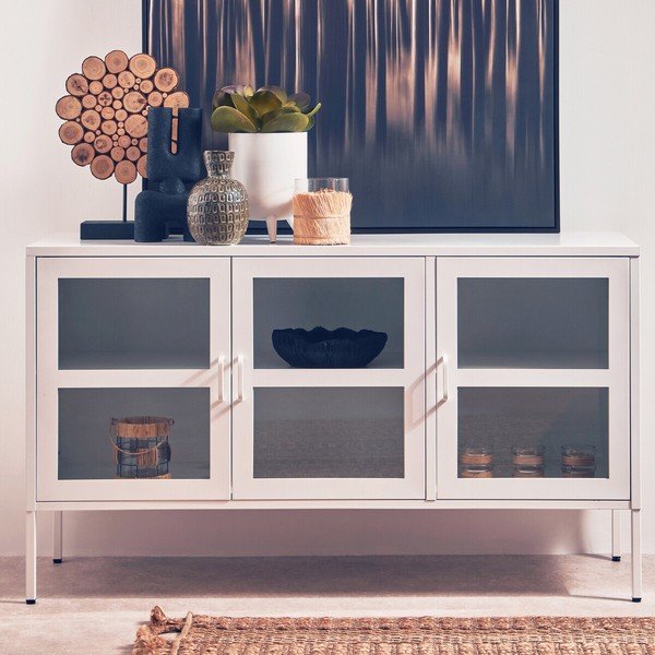 Vitrină albă din oțel 140x80x45 cm Acier – Premier Housewares-image-2