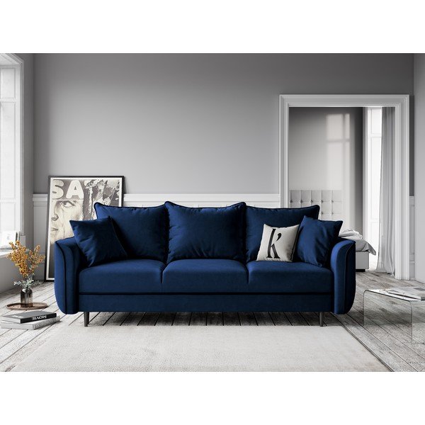 Canapea extensibilă din catifea Kooko Home Basso, albastru-image-4