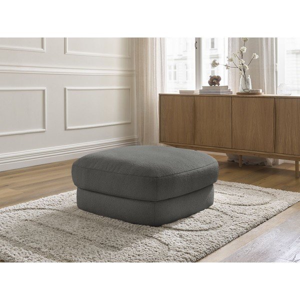 Taburet gri închis cu tapițerie din țesătură bouclé Leonore – Bobochic Paris-image-1