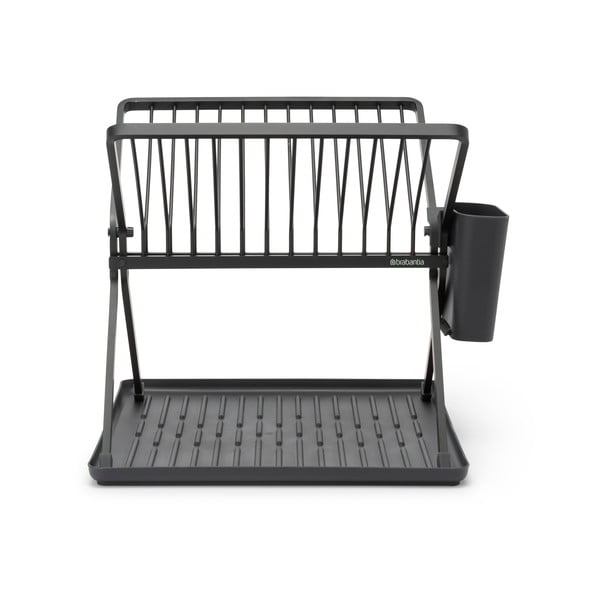 Scurgător de vase gri închis cu două nivele din metal 37x33 cm – Brabantia