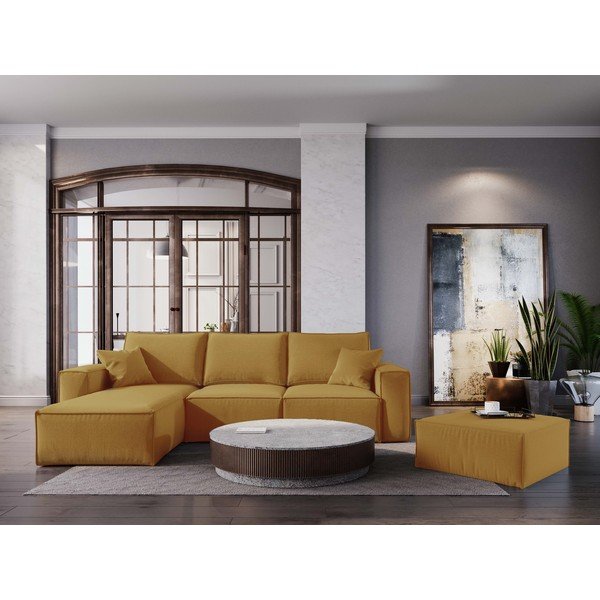 Puf Cosmopolitan Design Miami, 65 x 65 cm, galben muștar-image-1