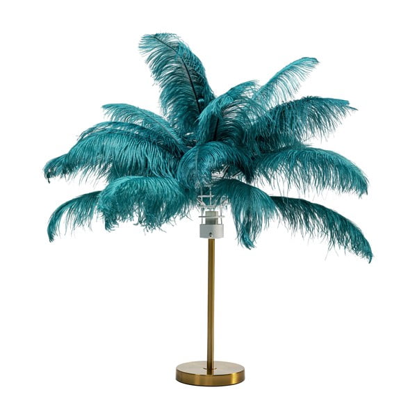 Veioză în culoarea petrolului cu abajur dinpene (înălțime 60 cm) Feather Palm – Kare Design
